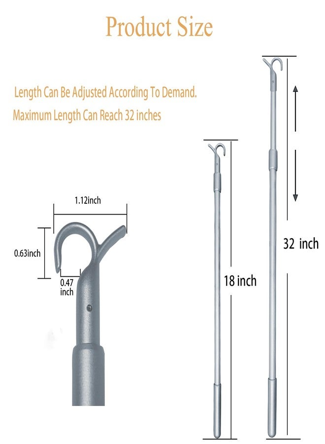 Seprochoo 2Pcs 18‘’-32‘’ Telescopic Draw Rod for Cordless Roller Shades Draw Wand to Pull and Push The Shades Down and Up Roller Shade Replacement Part with Hook Adjustable(18''-32'') - Image 2